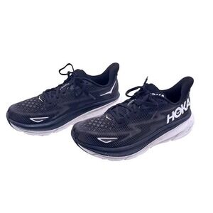 Hoka Clifton 9 Mens 9.5D Black White Running Shoes Lightweight